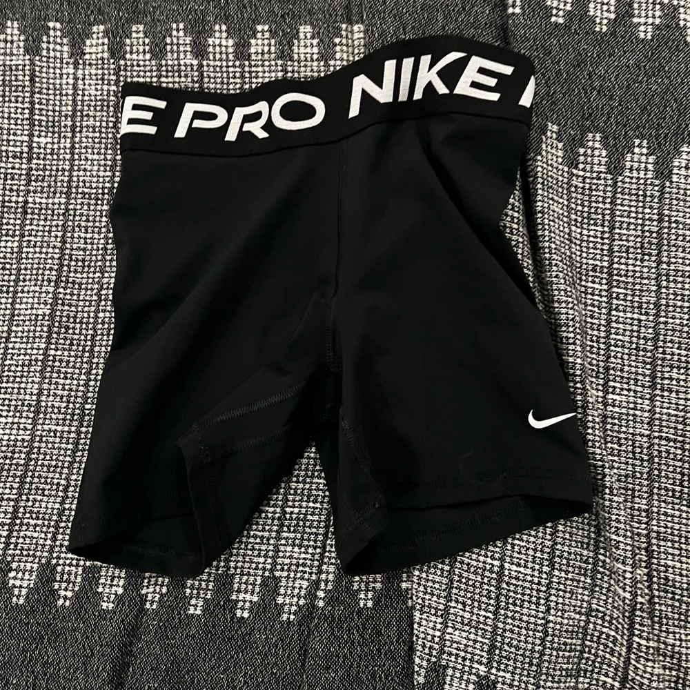 Nike Black Compression Shorts with White Logo